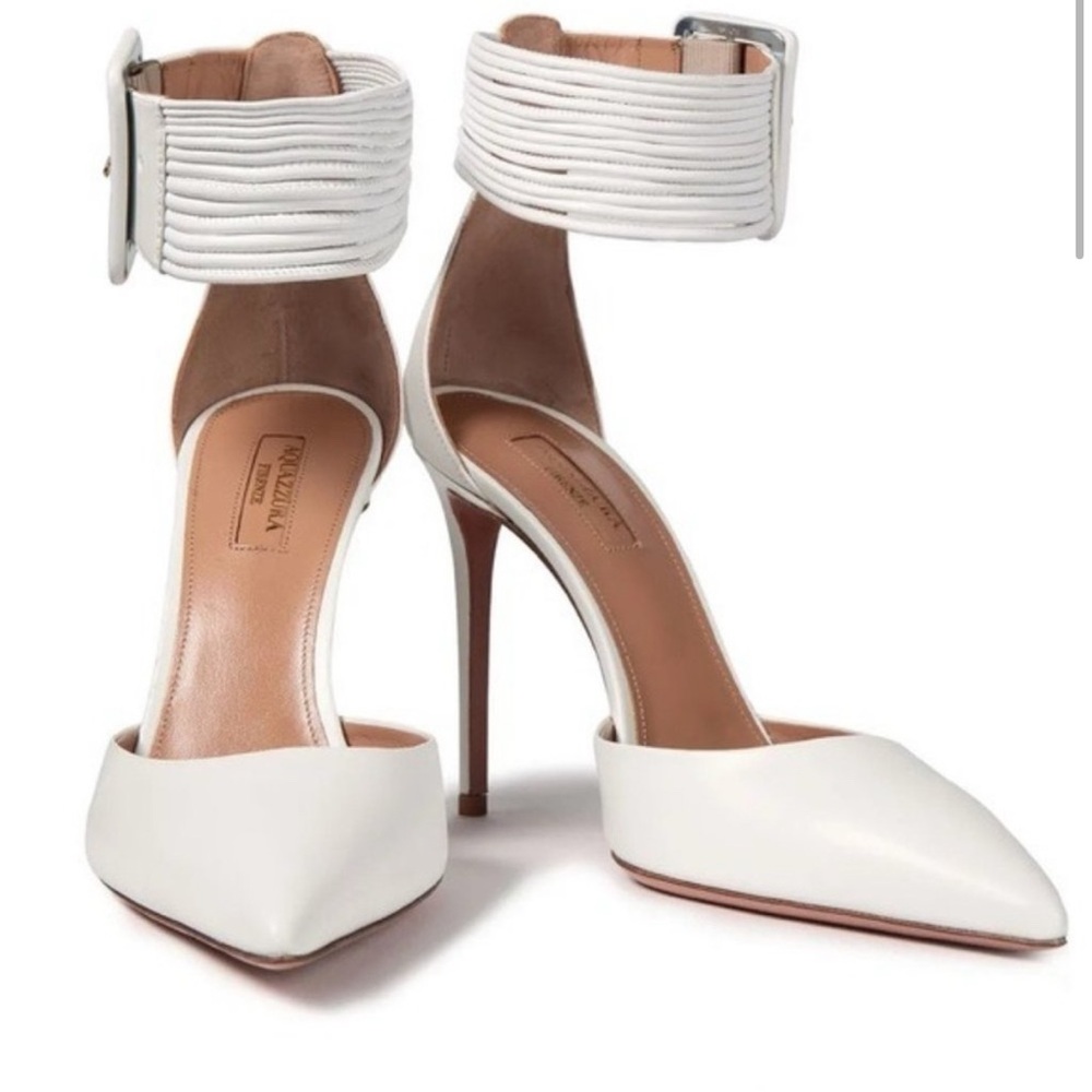 Aquazzura Casablanca 85 Pumps in White Leather
